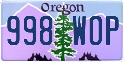 OR license plate 998WOP