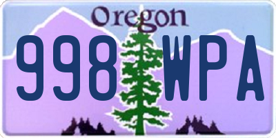 OR license plate 998WPA