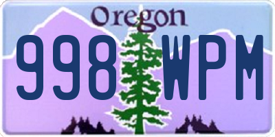 OR license plate 998WPM