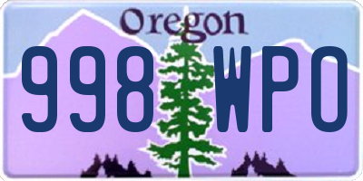 OR license plate 998WPO
