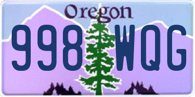 OR license plate 998WQG