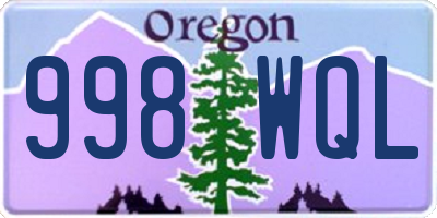 OR license plate 998WQL