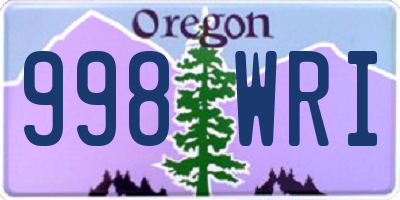 OR license plate 998WRI