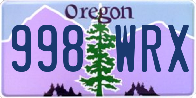 OR license plate 998WRX