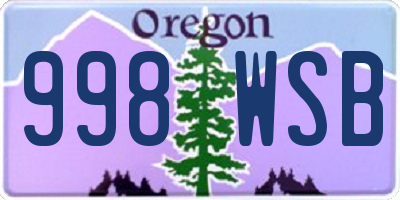 OR license plate 998WSB