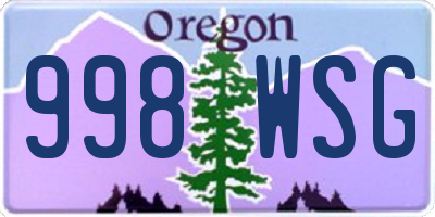 OR license plate 998WSG