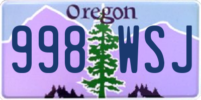 OR license plate 998WSJ