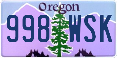 OR license plate 998WSK