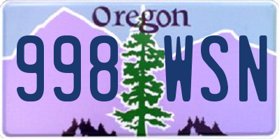 OR license plate 998WSN