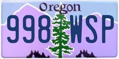OR license plate 998WSP
