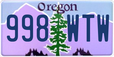 OR license plate 998WTW