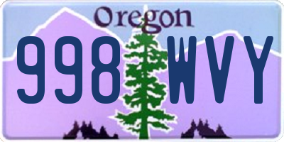 OR license plate 998WVY