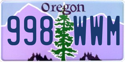 OR license plate 998WWM
