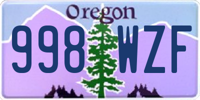 OR license plate 998WZF