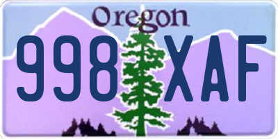 OR license plate 998XAF