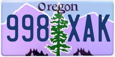 OR license plate 998XAK