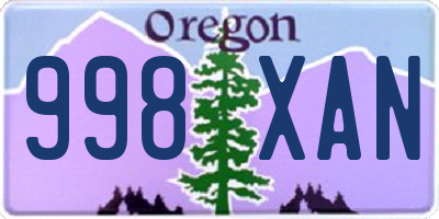 OR license plate 998XAN