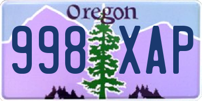 OR license plate 998XAP