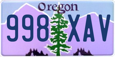 OR license plate 998XAV