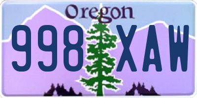 OR license plate 998XAW