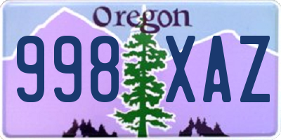 OR license plate 998XAZ