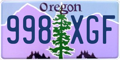OR license plate 998XGF