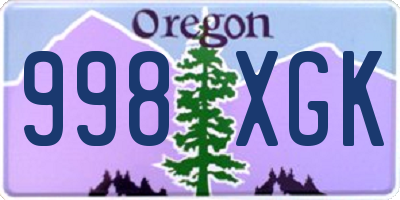 OR license plate 998XGK
