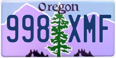 OR license plate 998XMF