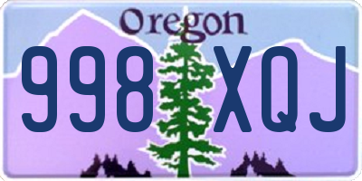 OR license plate 998XQJ