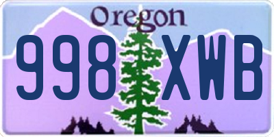 OR license plate 998XWB