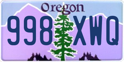OR license plate 998XWQ