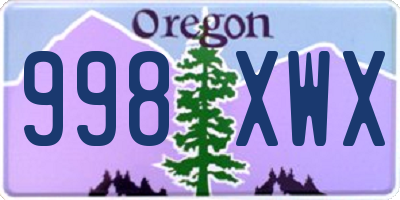 OR license plate 998XWX