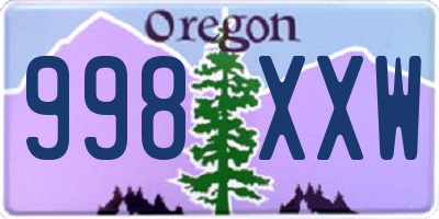 OR license plate 998XXW