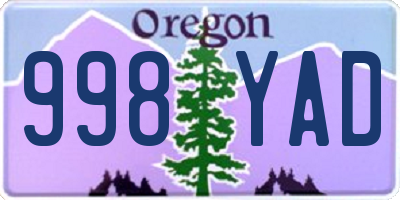 OR license plate 998YAD