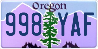 OR license plate 998YAF