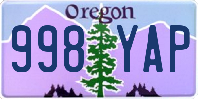 OR license plate 998YAP