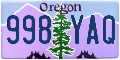 OR license plate 998YAQ