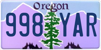 OR license plate 998YAR