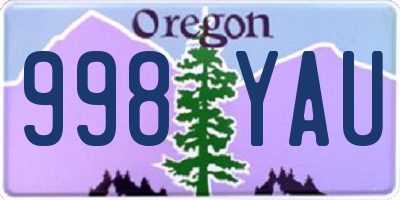 OR license plate 998YAU