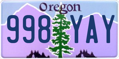 OR license plate 998YAY