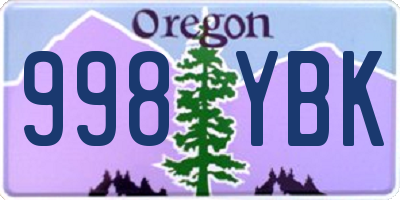 OR license plate 998YBK