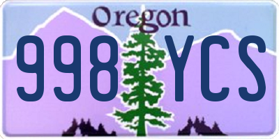 OR license plate 998YCS
