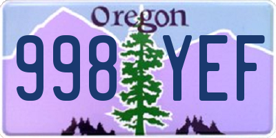OR license plate 998YEF