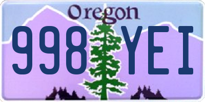 OR license plate 998YEI