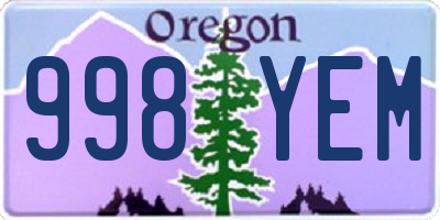 OR license plate 998YEM