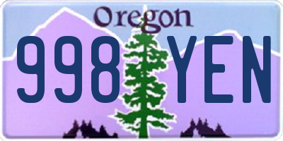 OR license plate 998YEN