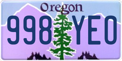 OR license plate 998YEO