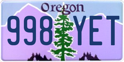 OR license plate 998YET