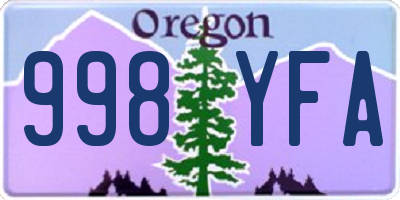 OR license plate 998YFA