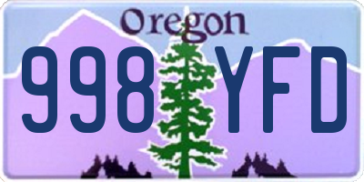 OR license plate 998YFD